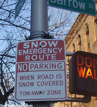 Emergency snow routes in downtown Jersey City