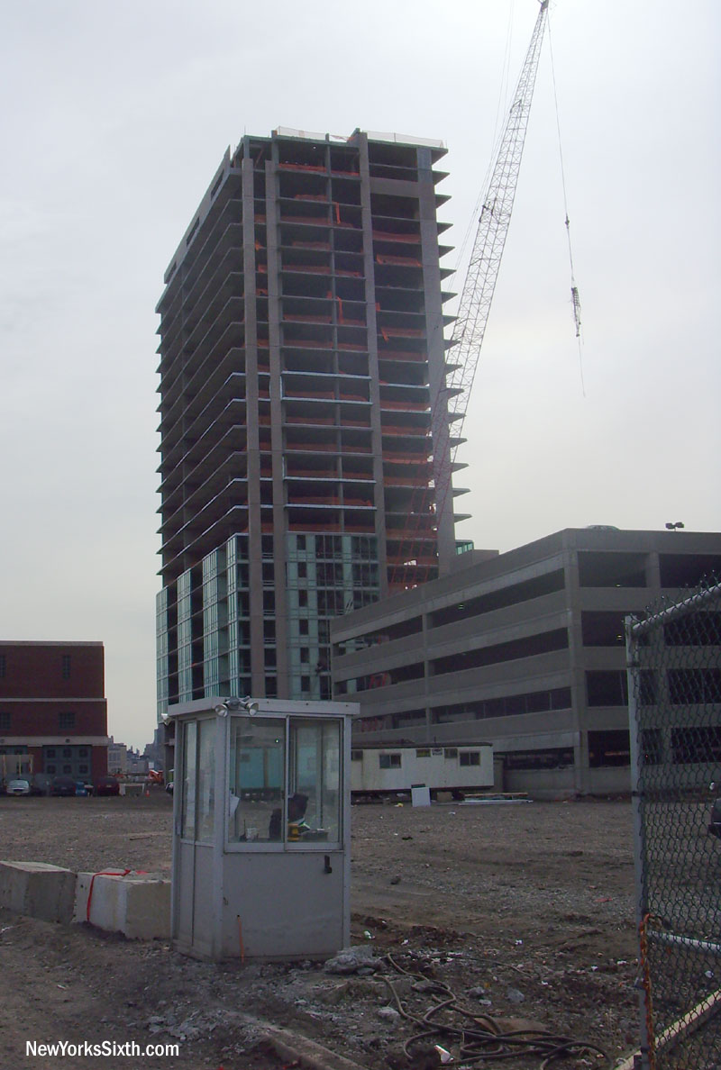 The Shore Club, in Newport, Jersey City is a double tower condominium building rising on the Hudson Waterfront